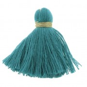 Imitation cotton tassel 40 mm Green Blue / Gold x5|raw }}
