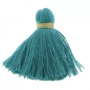 Imitation cotton tassel 40 mm Green Blue / Gold x5