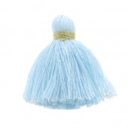 Imitation cotton tassel 40 mm Sky Blue / Gold x5