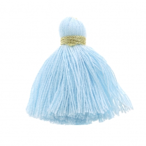 Imitation cotton tassel 40 mm Sky Blue / Gold x5