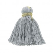 Imitation cotton tassel 40 mm Grey / Gold x5
