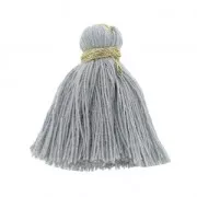 Imitation cotton tassel 40 mm Grey / Gold x5
