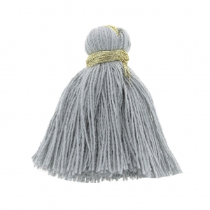 Imitation cotton tassel 40 mm Grey / Gold x5