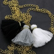 Imitation cotton tassel 40 mm Grey / Gold x5