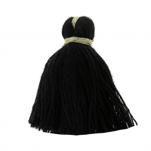 Imitation cotton tassel 40 mm Black / Gold x5