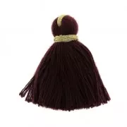 Imitation cotton tassel 40 mm Plum / Gold x5