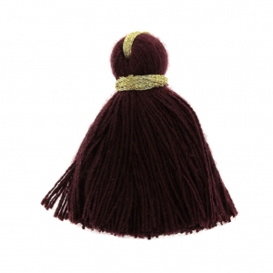 Imitation cotton tassel 40 mm Plum / Gold x5