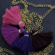 Imitation cotton tassel 40 mm Plum / Gold x5