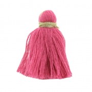Imitation cotton tassel 40 mm Fuchsia  / Gold x5