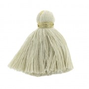 Imitation cotton tassel 40 mm Light Grey / Gold x5