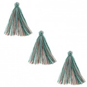 Imitation cotton tassels 26-30 mm Multicolored/Green/Orange x10|raw }}