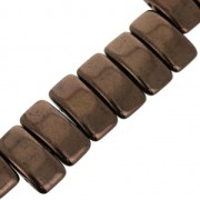 Czech Glass beads Carrier Bead 2 holes 11 x 22 mm Dark Bronze x6