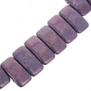 Czech Glass beads Carrier Bead 2 holes 11 x 22 mm Opaque Luster Amethyst x 6
