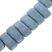 Czech Glass beads Carrier Bead 2 holes 11 x 22 mm Opaque Blue Ceramic Look x 6