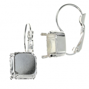 Leverback Earrings for PureCrystal Imperial cabochon 4480 10 mm Silver Tone x2