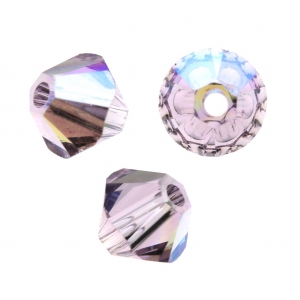 PureCrystal 5328 Crystal Bicones 4 mm Light Amethyst Shimmer 2X x50
