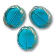 Pucks 14x12mm Dark Green Aquamarine x8