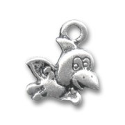 Bird charm 15mm Old silver tone x1