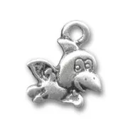 Bird charm 15mm Old silver tone x1