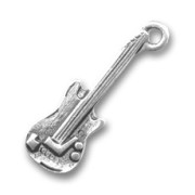 Guitar charm 28mm Old silver tone x1