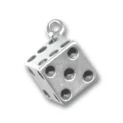 Dice charm 19mm Old silver tone x1