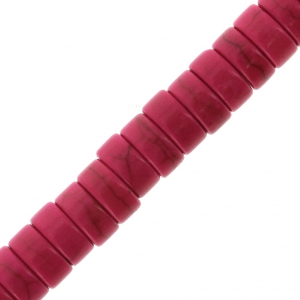 Bead Rondelles 6x3 mm Howlite imitation x38cm - Fuchsia x1