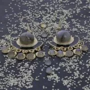 Small round 3 mm cabochons - Quartz Rutile x5