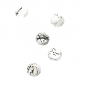 Small round 4 mm cabochons - Quartz Rutile x5