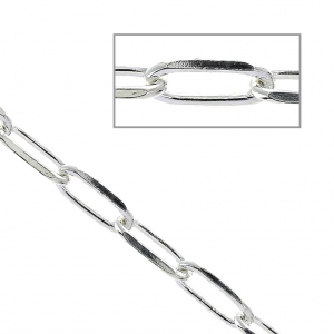 3.8 mm Rectangle Filet Chain - 925 Sterling Silver x50cm