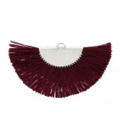 Fan/half moon pendant with fringes 25x47 mm burgundy/Silver Tone x1