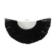 Fan/half moon pendant with fringes 25x47 mm Black/Silver Tone x1|raw }}