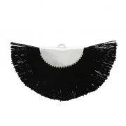 Fan/half moon pendant with fringes 25x47 mm Black/Silver Tone x1