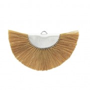 Fan/half moon pendant with fringes 25x47 mm Mustard/Silver Tone x1|raw }}