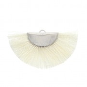 Fan/half moon pendant with fringes 25x47 mm Ivory/Silver Tone x1|raw }}