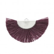 Fan/half moon pendant with fringes 25x47 mm Mauve/Silver Tone x1|raw }}