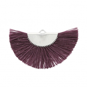 Fan/half moon pendant with fringes 25x47 mm Mauve/Silver Tone x1