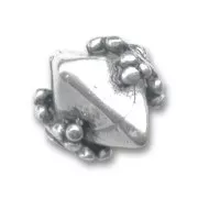 Metal bead old silver tone 12x10mm x1