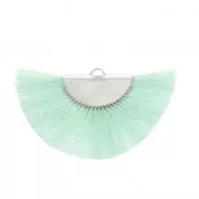 Fan/half moon pendant with fringes 25x47 mm Mint/Silver Tone x1