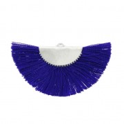 Fan/half moon pendant with fringes 25x47 mm Royal Blue/Silver Tone x1|raw }}