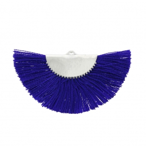 Fan/half moon pendant with fringes 25x47 mm Royal Blue/Silver Tone x1