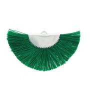 Fan/half moon pendant with fringes 25x47 mm Green/Silver Tone x1