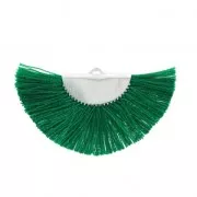 Fan/half moon pendant with fringes 25x47 mm Green/Silver Tone x1