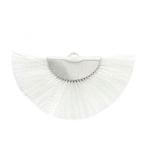 Fan/half moon pendant with fringes 25x47 mm White/Silver Tone x1