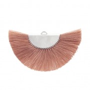 Fan/half moon pendant with fringes 25x47 mm Sienna/Silver Tone x1|raw }}