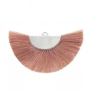 Fan/half moon pendant with fringes 25x47 mm Sienna/Silver Tone x1