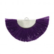 Fan/half moon pendant with fringes 25x47 mm Violet/Silver Tone x1
