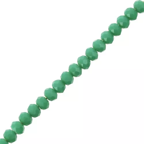 Faceted flat round beads 3.5x3 mm Medium Green Opaque x35cm