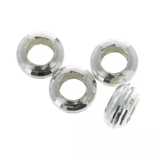 925 Sterling Silver striated spacer rondelles beads 5x2.5 mm x4