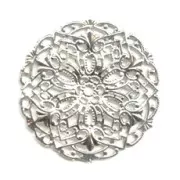 Round Filigree finding 47mm Rhodium tone x1