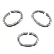 7.5x5x1mm Oval Open Jump rings - Antique Silver Tone x25